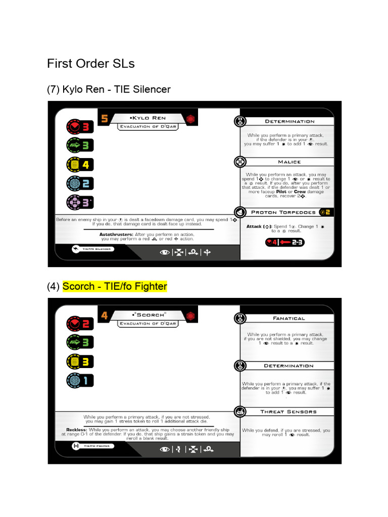 Star Wars Ship Stats and Rankings | PDF