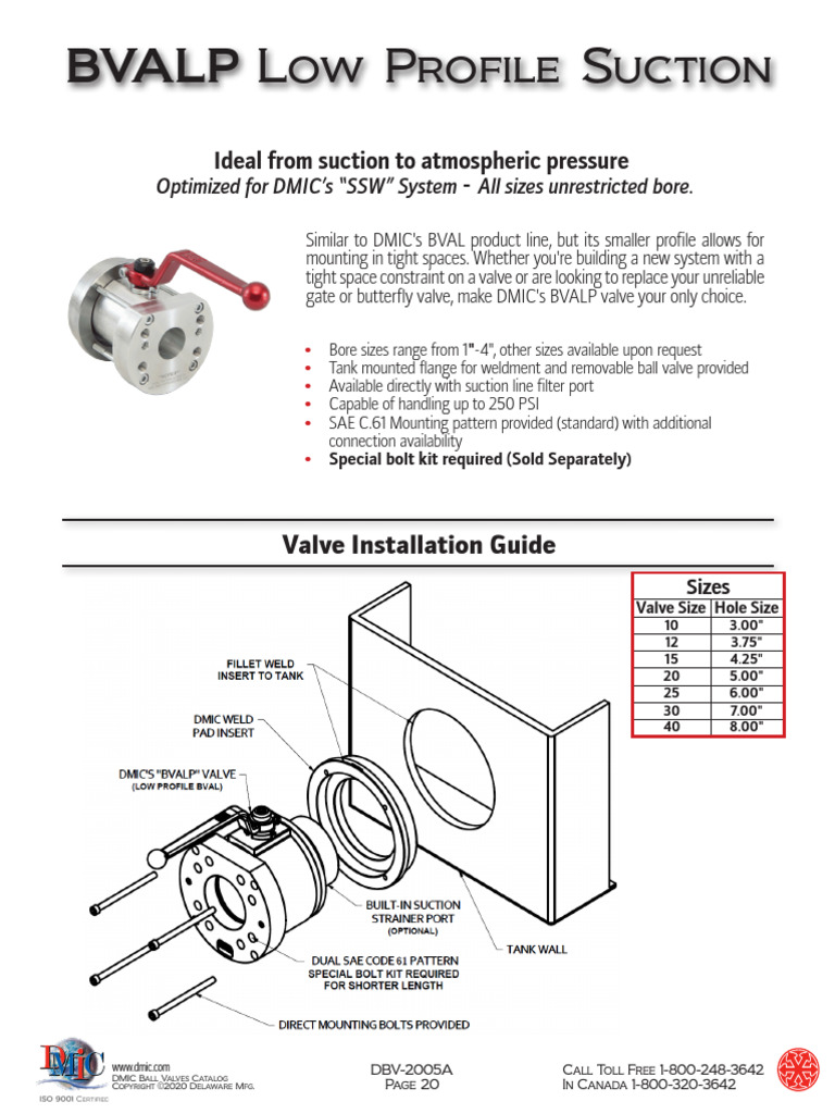 DMIC BVALP Low Profile Ball Valves | PDF | Valve | Screw