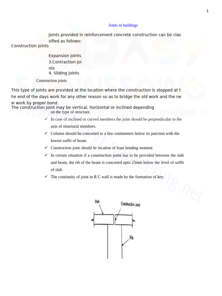 Types of Joints in Reinforced Concrete | PDF | Thermal Insulation ...