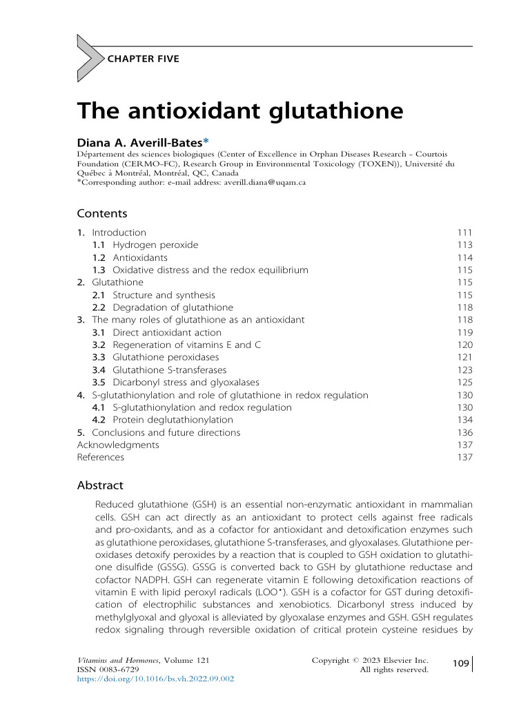 The Role of Glutathione as an Antioxidant | PDF | Glutathione | Antioxidant