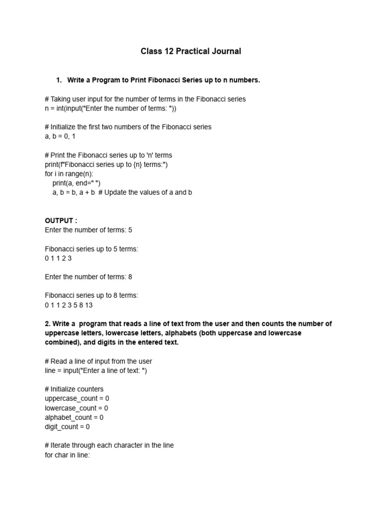 Python Programs for Class 12 Practical | PDF | Computer Data | Computing