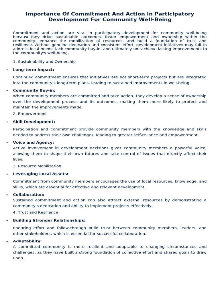 Commitment in Participatory Development | PDF