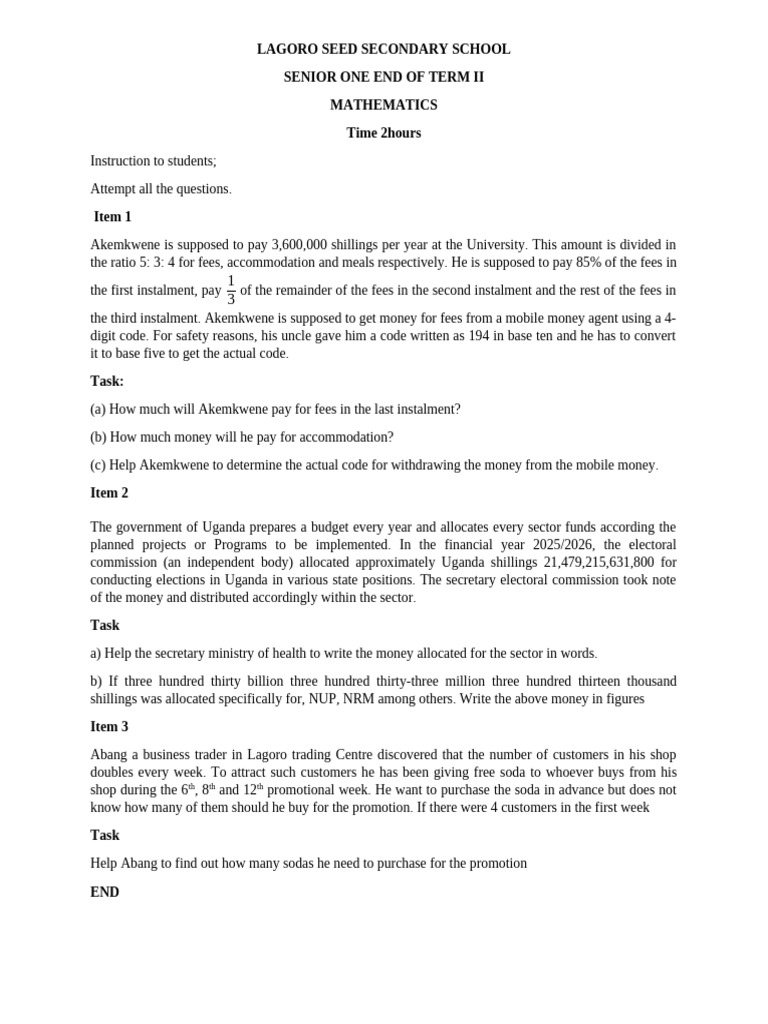 s.1 math term 2 | PDF