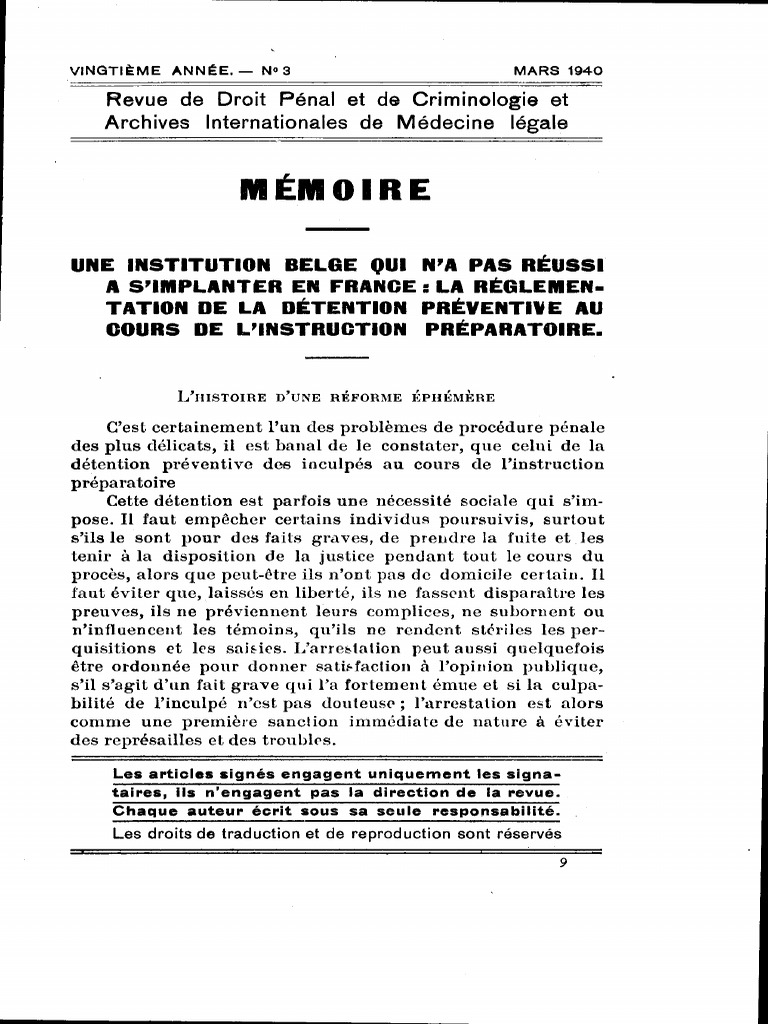 Détention préventive en France : enjeux et réformes | PDF | Crimes ...