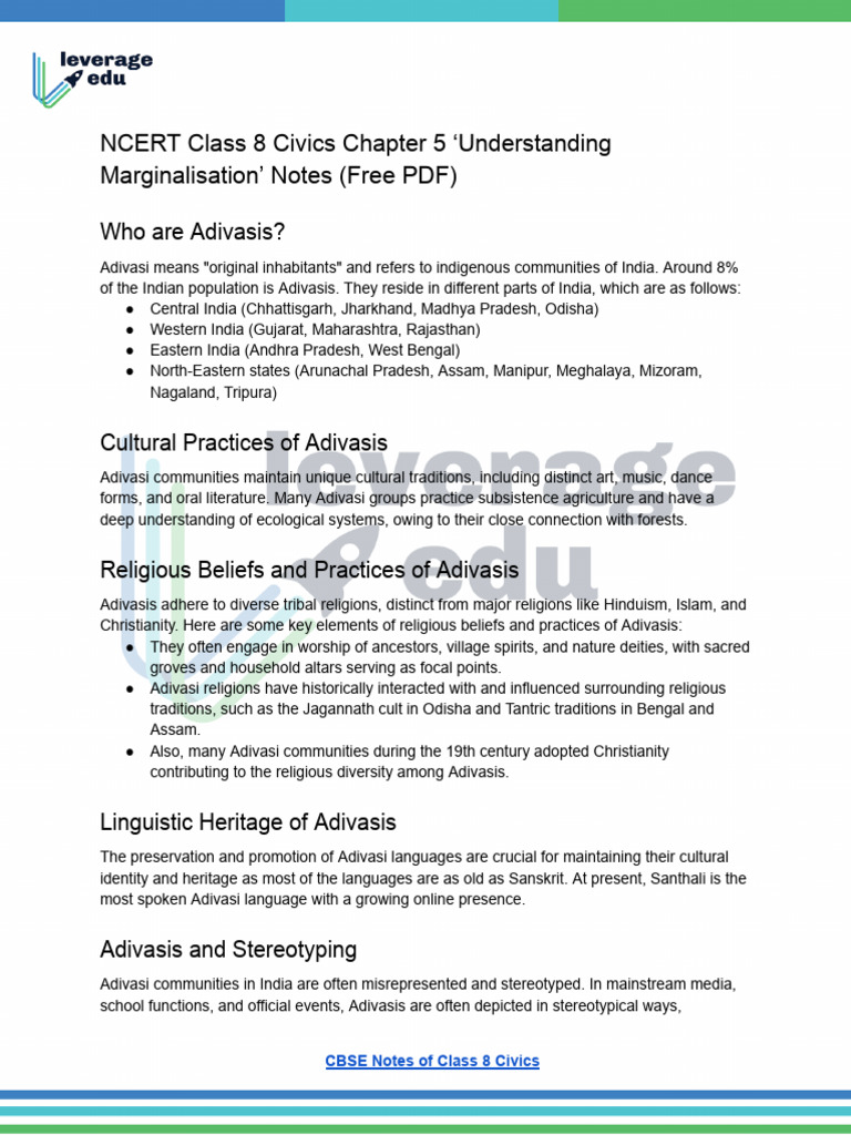 Adivasis and Marginalisation in India | PDF | Social Exclusion ...