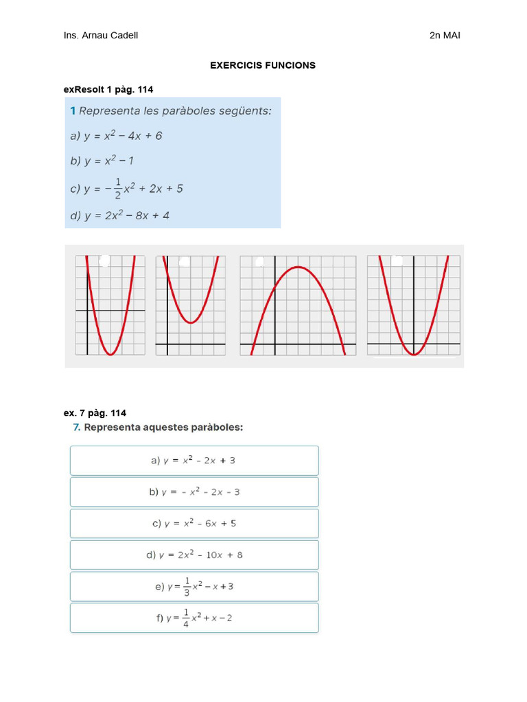 Exercicis Funcions | PDF