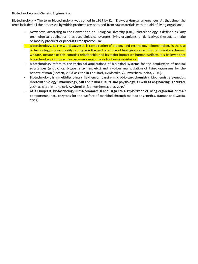 Biotechnology and Genetic Engineering Overview | PDF | Genetically ...
