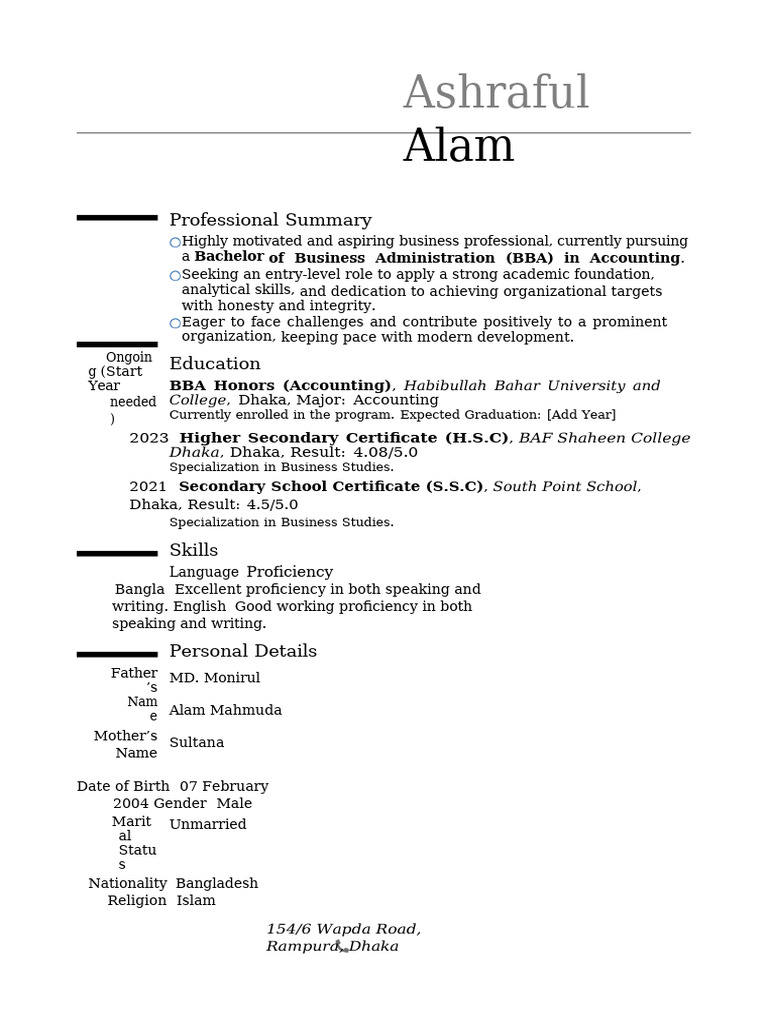 Professional CV Draft Fixed | PDF
