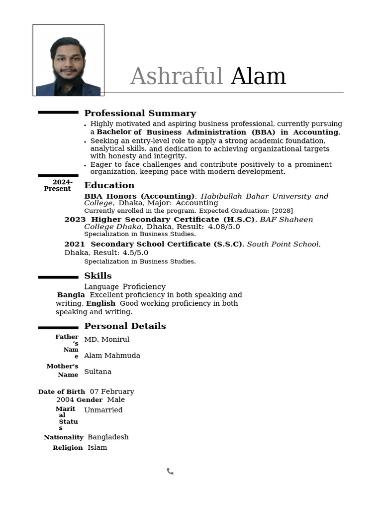 Professional CV Draft Ashraful Alam | PDF