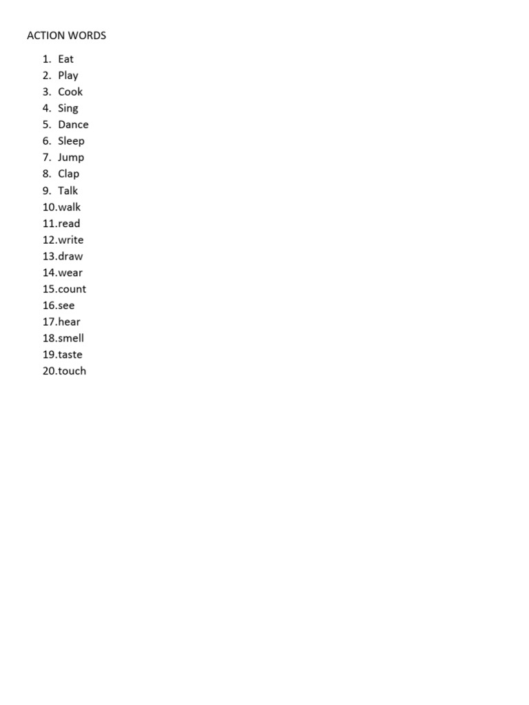 Action Words | PDF