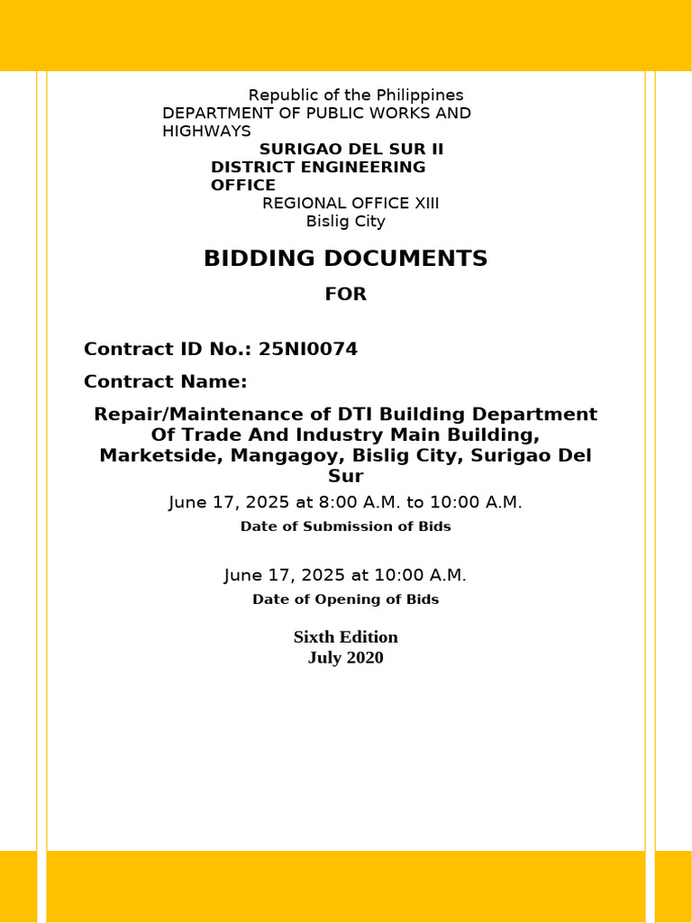 Bidding Documents for DTI Building Repair | PDF | Subcontractor | Zip ...