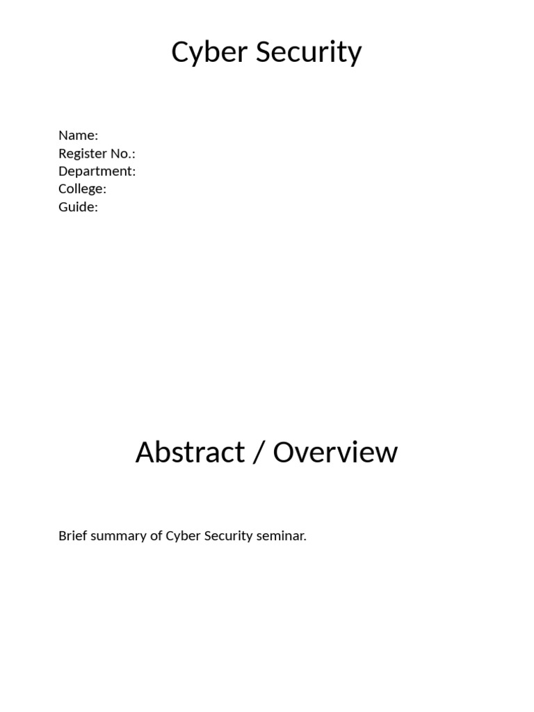Cyber Security Seminar Presentation | PDF