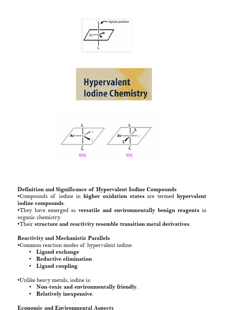 Hypervalent Iodine PDF - Unit IV | PDF | Chemical Reactions | Iodine