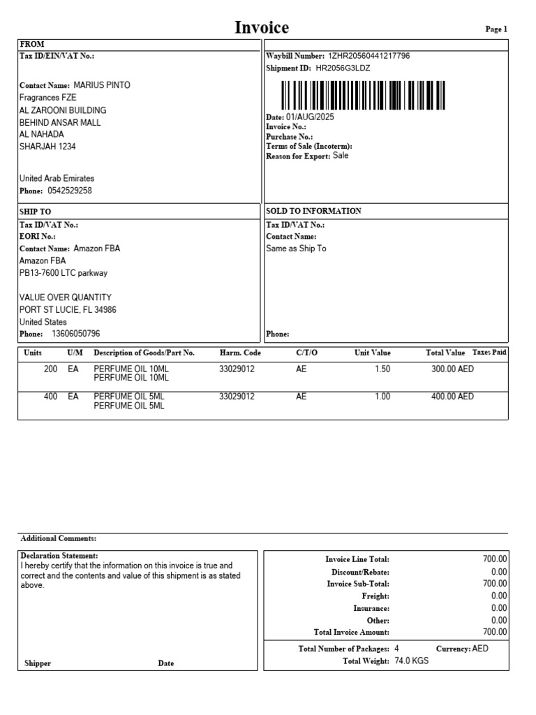 Amazon Fba Port Saint Luice FL Inv | PDF | Invoice | Value Added Tax