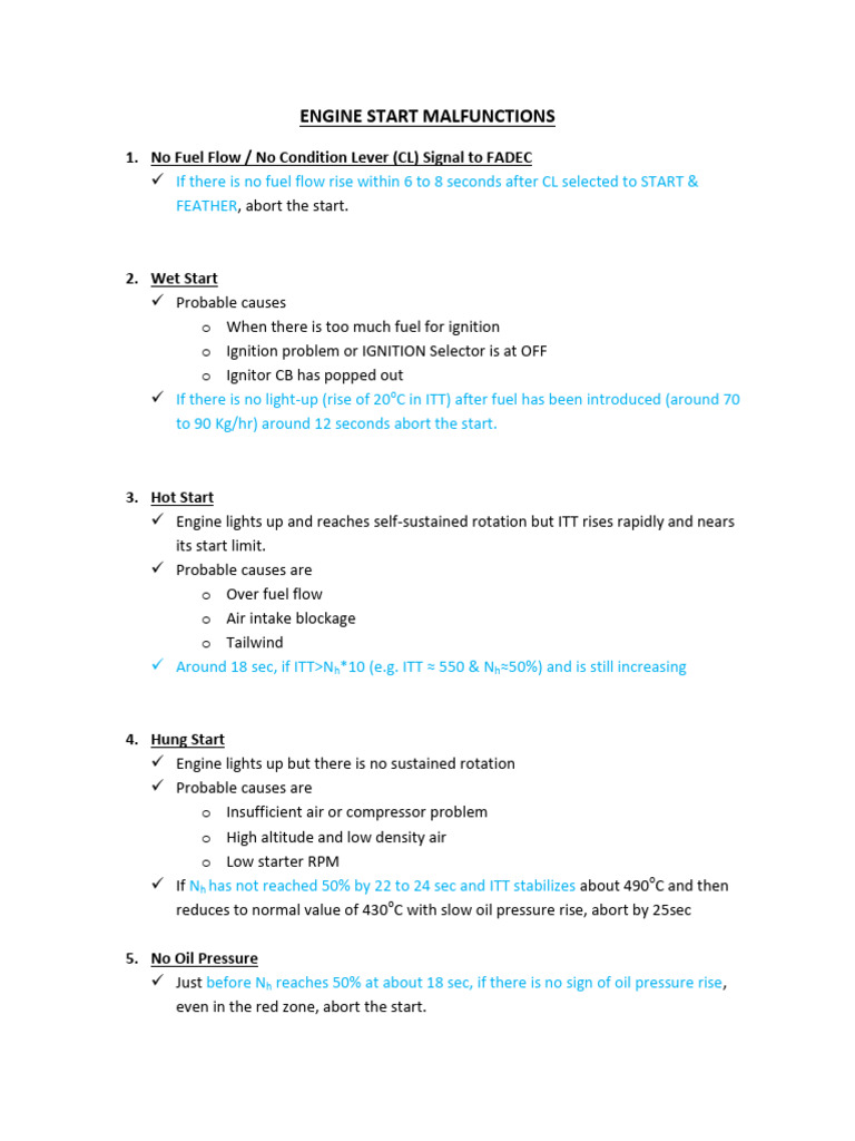 Abnormal Engine Start Procedures | PDF | Aviation