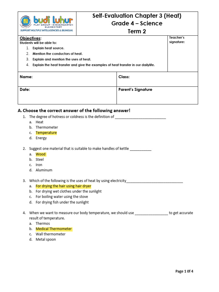Answer - EM Chapter 3 - Science | PDF | Heat | Thermometer