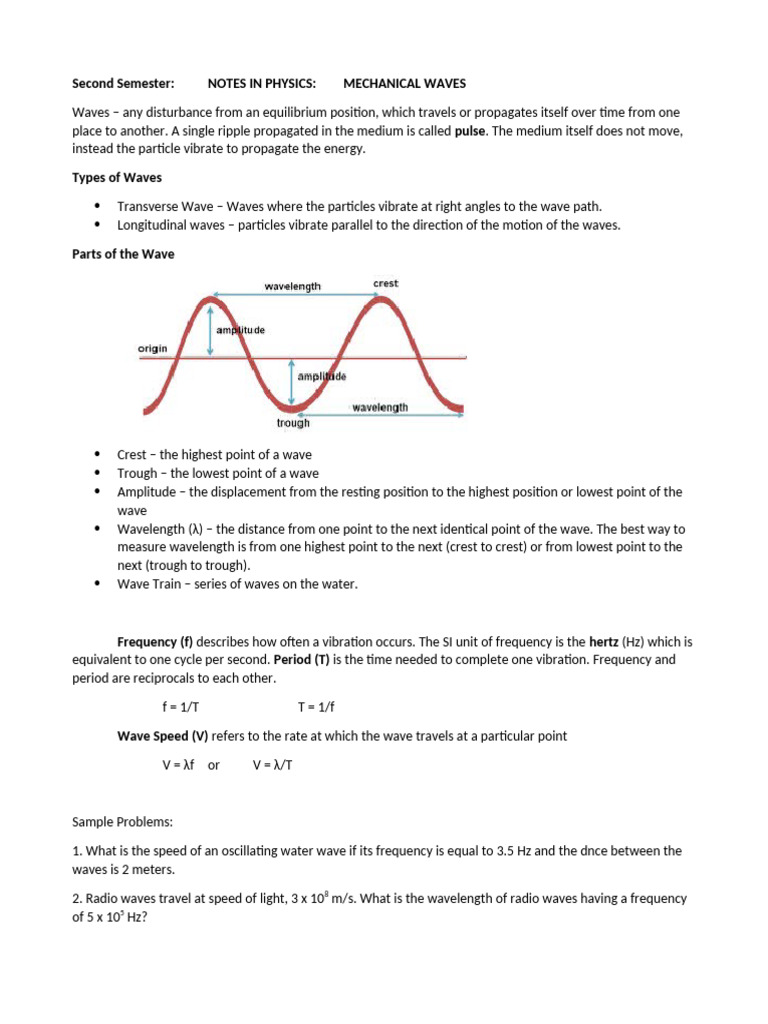 Physics Notes: Waves and Fluid Mechanics | PDF | Waves | Pressure