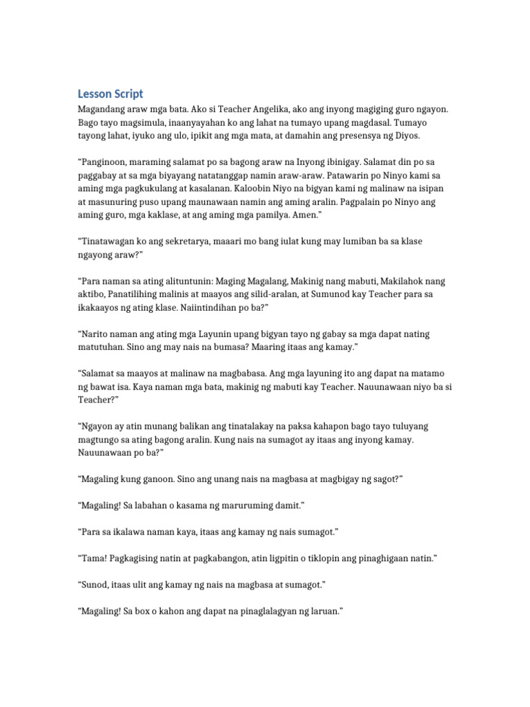 Lesson Script Rewrite | PDF