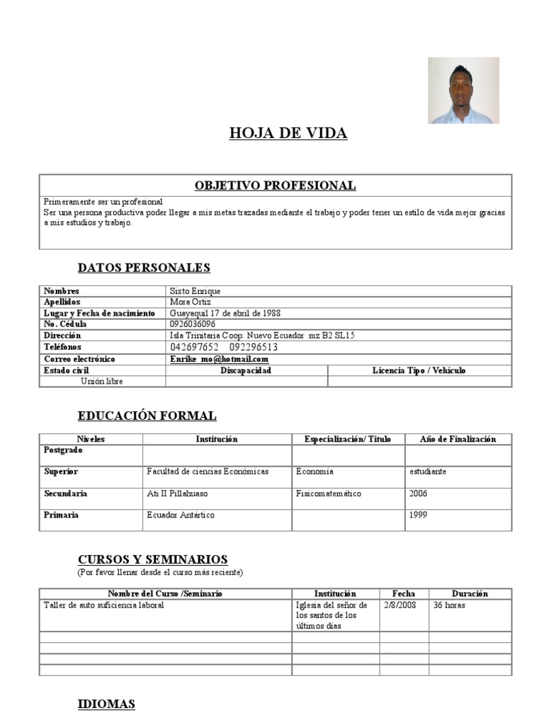 Formato Hoja de Vida Red Socio Empleo (1)