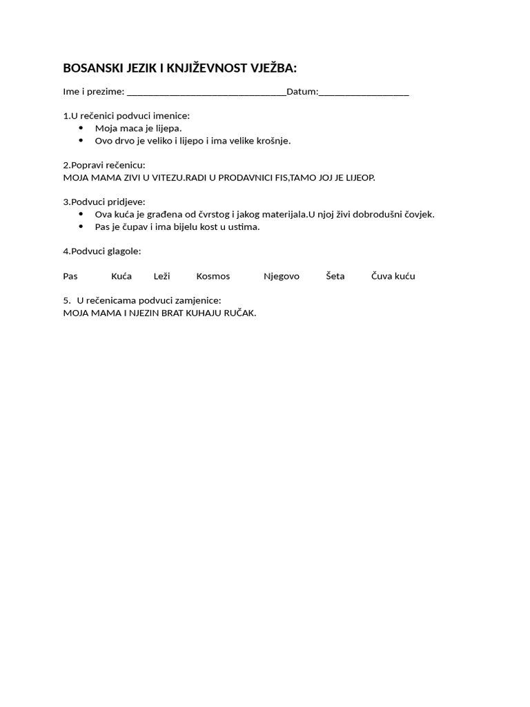 Bosanski Jezik I Knji evnost Vje ba PDF