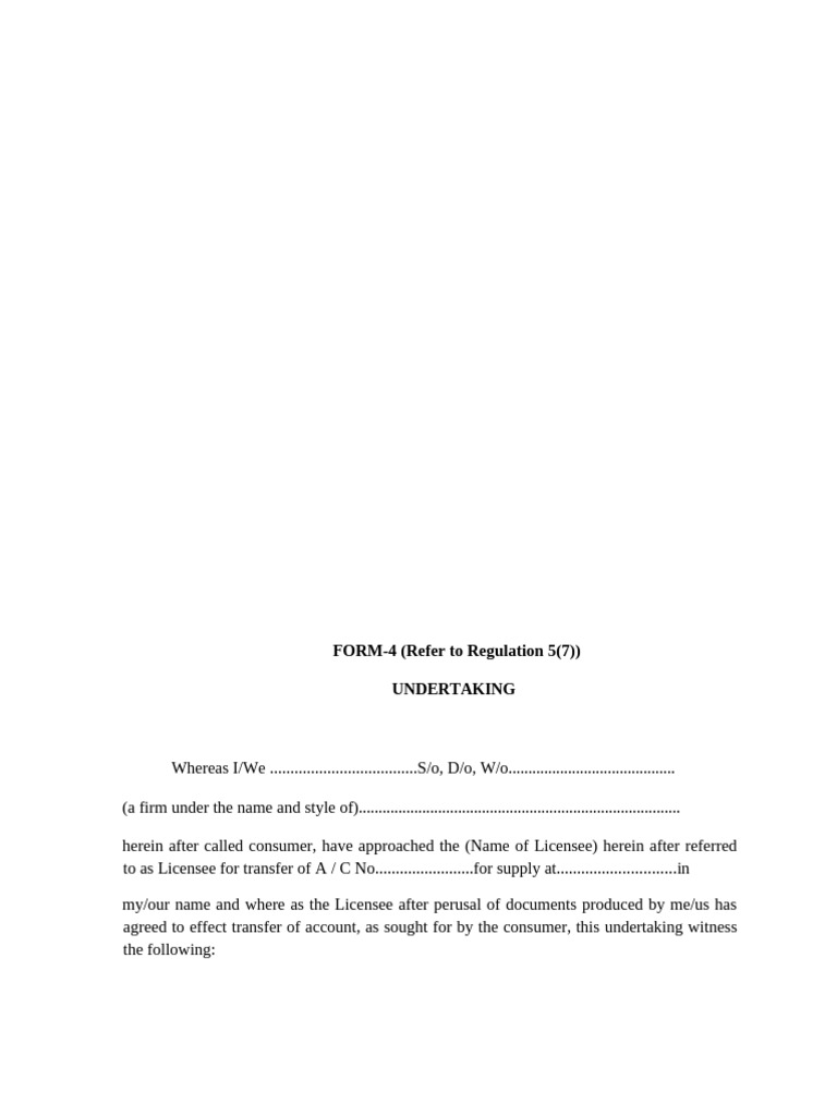 EB Transfer Account Undertaking Form | PDF
