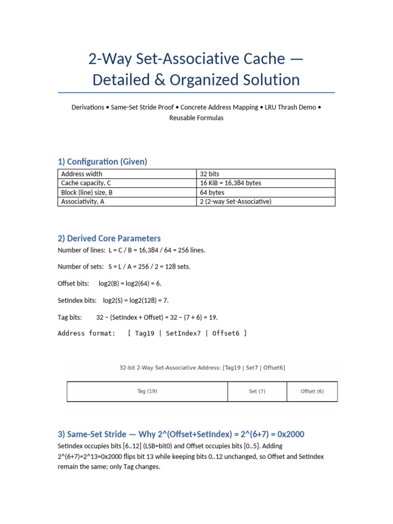 Two Way SA Detailed Solution | PDF | Cache (Computing) | Computer Hardware