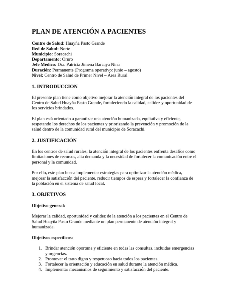 Plan de Atención Integral en Salud Rural | PDF | Cuidado de la salud ...