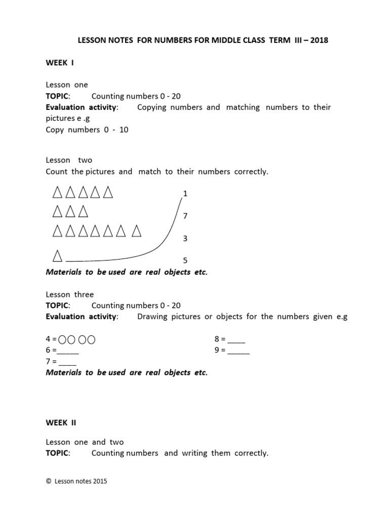Middle Class Numbers Lesson Plan | PDF | Learning | Human Communication