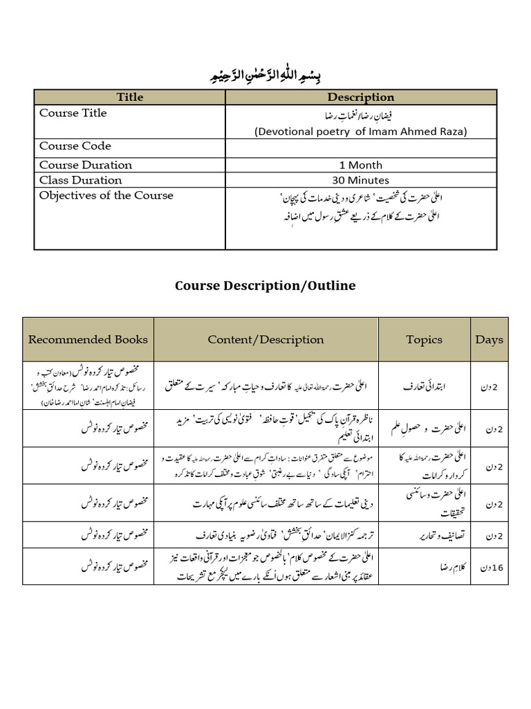 Course Outline Pattern (2) (1) | PDF