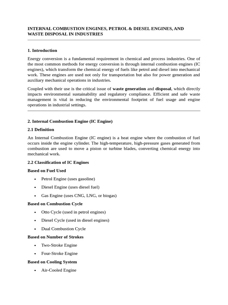 Internal Combustion Engines & Waste Management | PDF | Internal ...