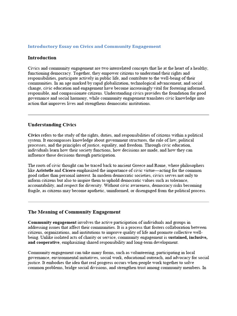 Civics and Community Engagement Explained | PDF | Civic Engagement | Civics