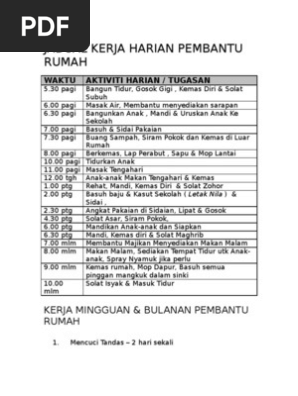 Contoh Surat Perjanjian Kontrak Kerja Pembantu Rumah 