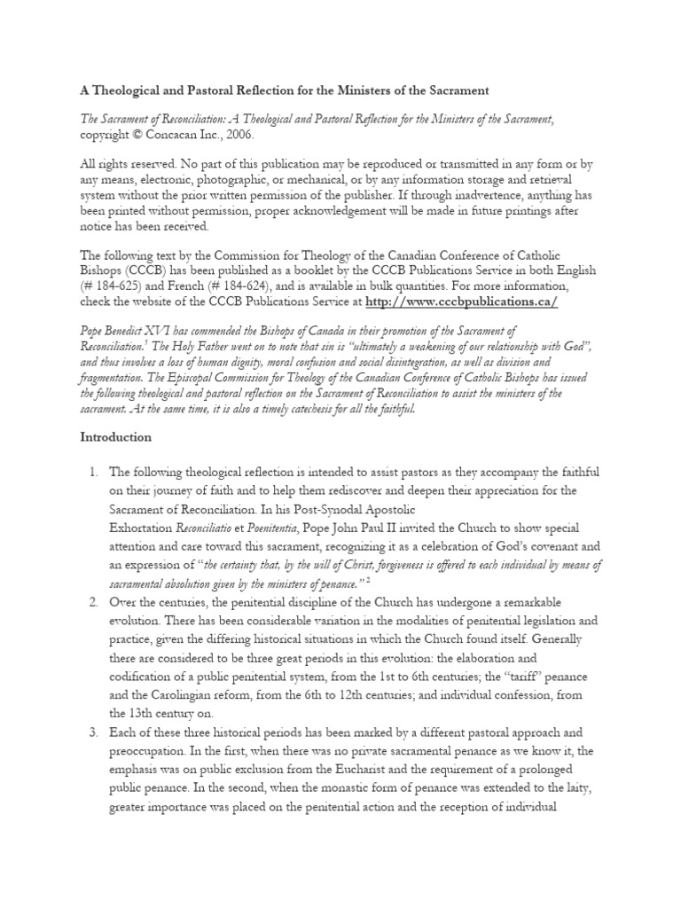Reflection on the Sacrament of Reconciliation | PDF | Penance | Sacraments