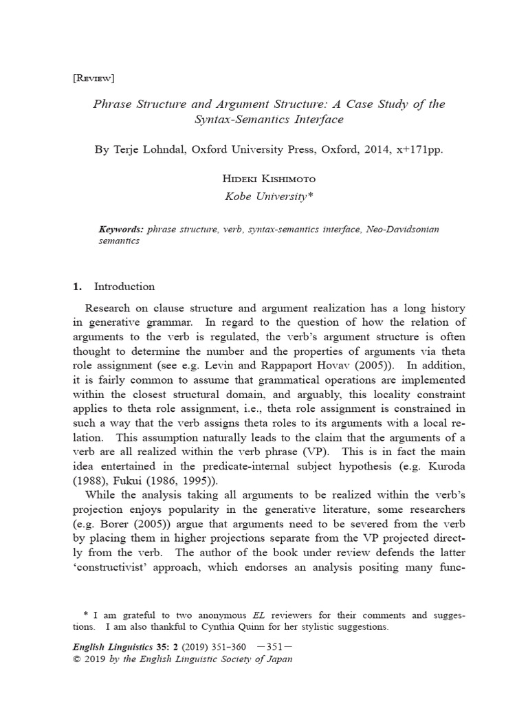 Syntax-Semantics Interface Analysis | PDF | Syntax | Semantics