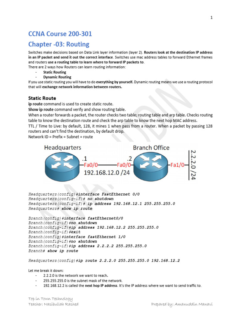 CCNA 200-301: Routing Explained | PDF | Routing | Networking Standards