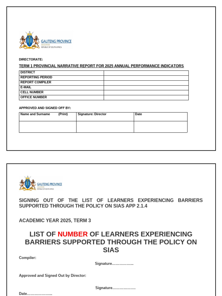 2025 SIAS GDE Term 4 Narrative Report Template | PDF | Cognition | Learning