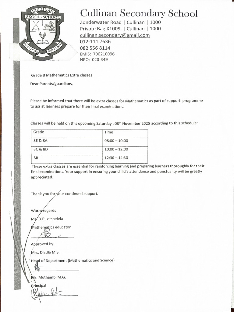 Grade 8 Extra Classes | PDF