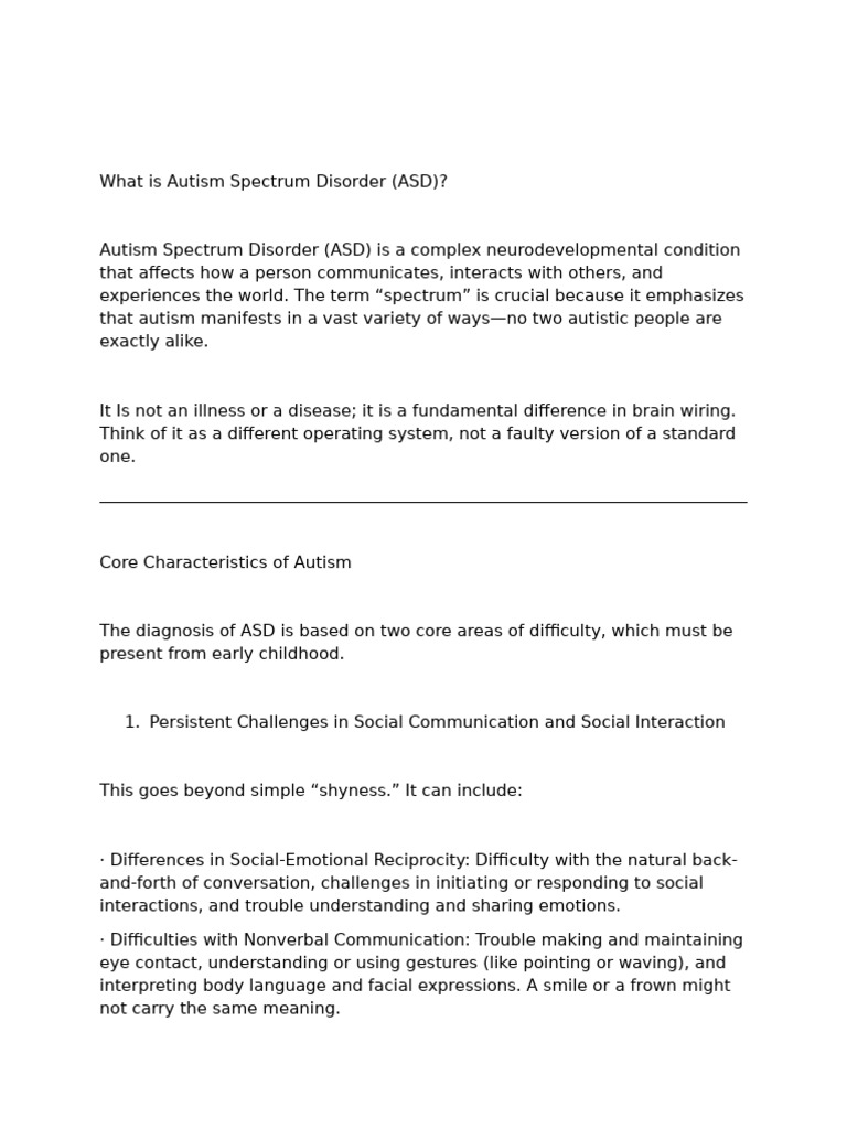 Understanding Autism Spectrum Disorder | PDF | Autism | Behavioural ...