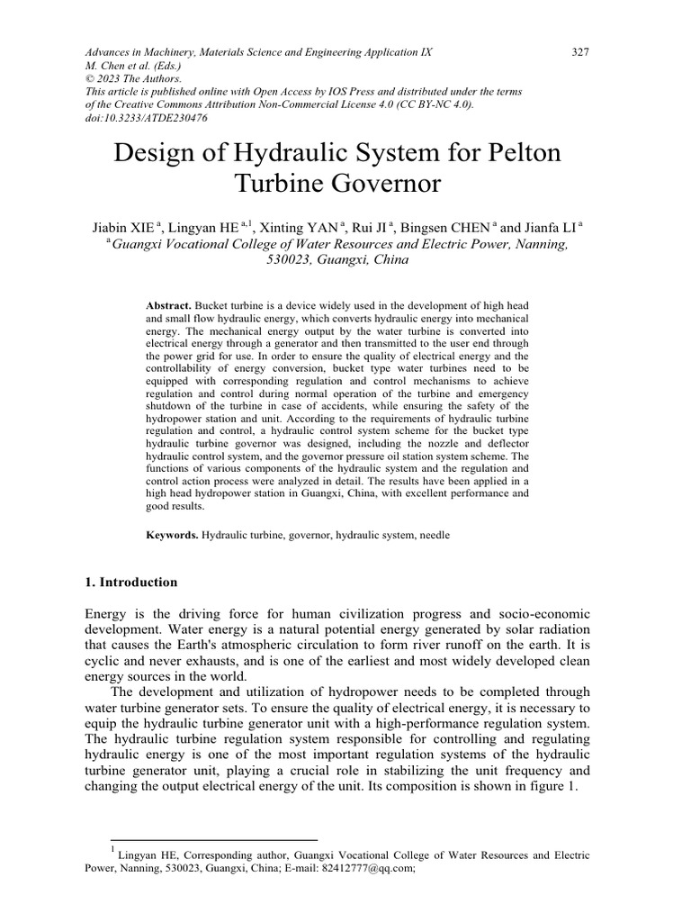Hydraulic System Design for Pelton Governor | PDF | Pump | Valve