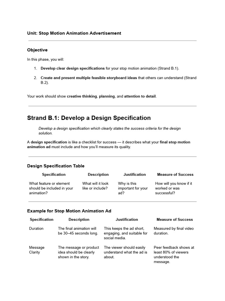 Stop Motion Animation Ad Guide | PDF