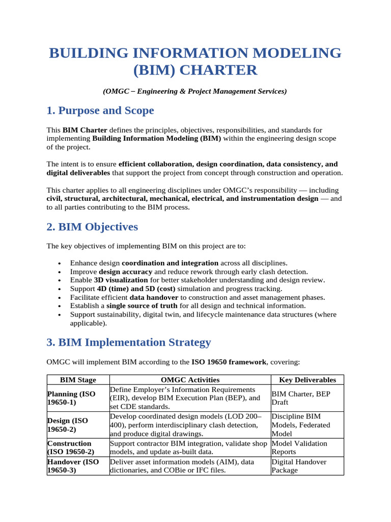 Bim Charter Iso 19650 | PDF | Building Information Modeling | Data ...