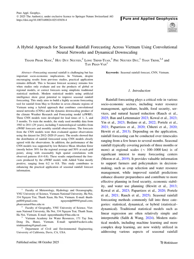 A Hybrid Approach For Seasonal Rainfall Forecasting Across Vietnam ...