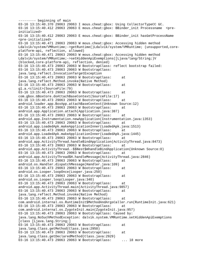 Android GBox Error Log Analysis | PDF | Java (Programming Language ...