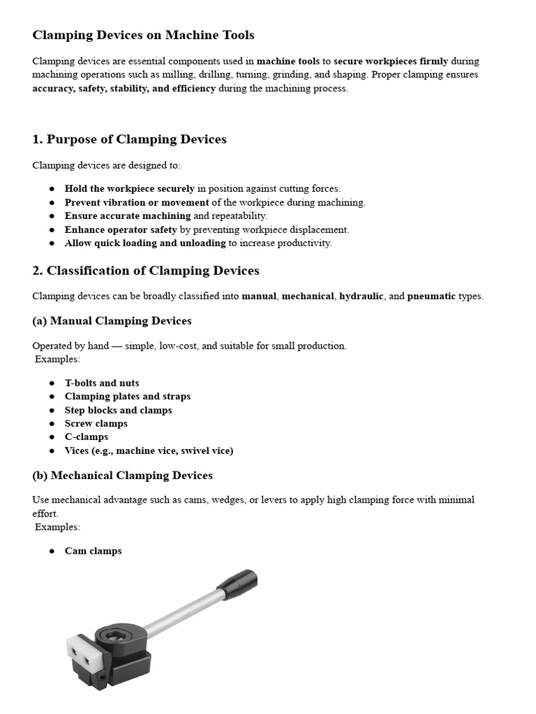 Types of Clamping Devices Explained | PDF | Mechanical Engineering ...