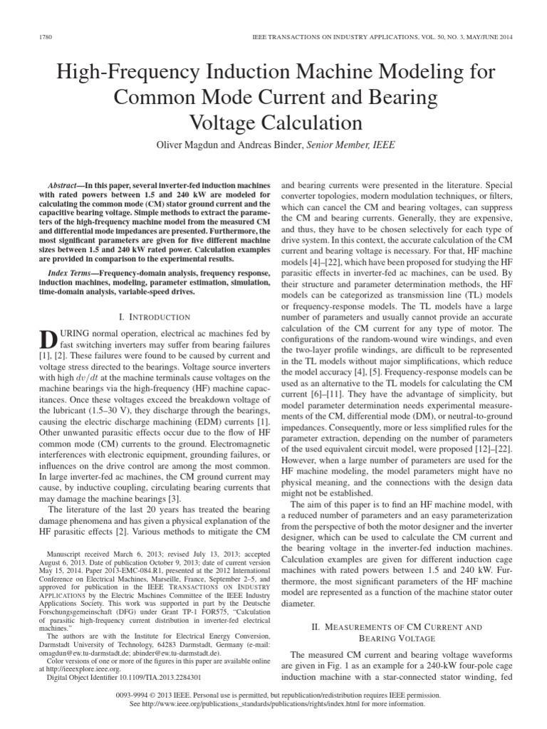 High-Frequency Induction Machine Modeling For Common Mode Current and ...