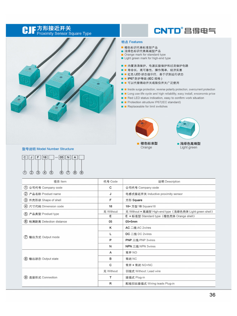 CNTD Cjf17 05na Kubik Govde Proximity Sensor | PDF
