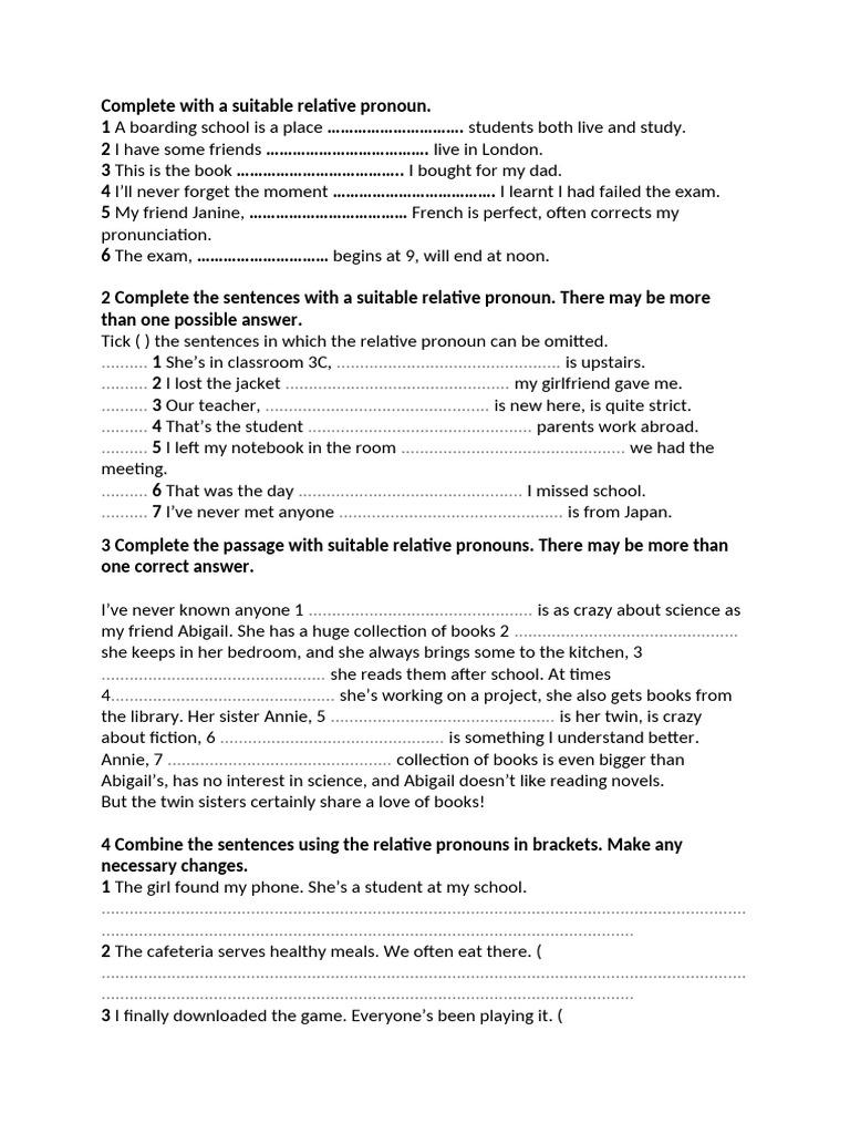 Relative Pronouns and Modals Exercises | PDF | Linguistics | Syntax