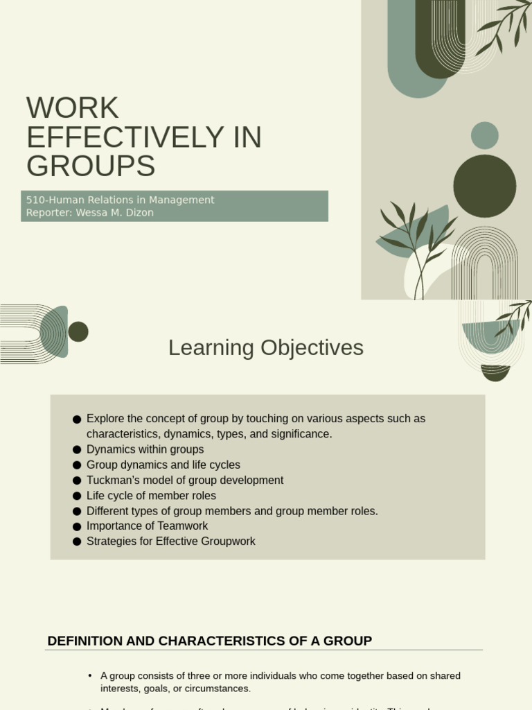 510 - Work Effectively in Groups - Reporter - Wessa M. Dizon | PDF ...