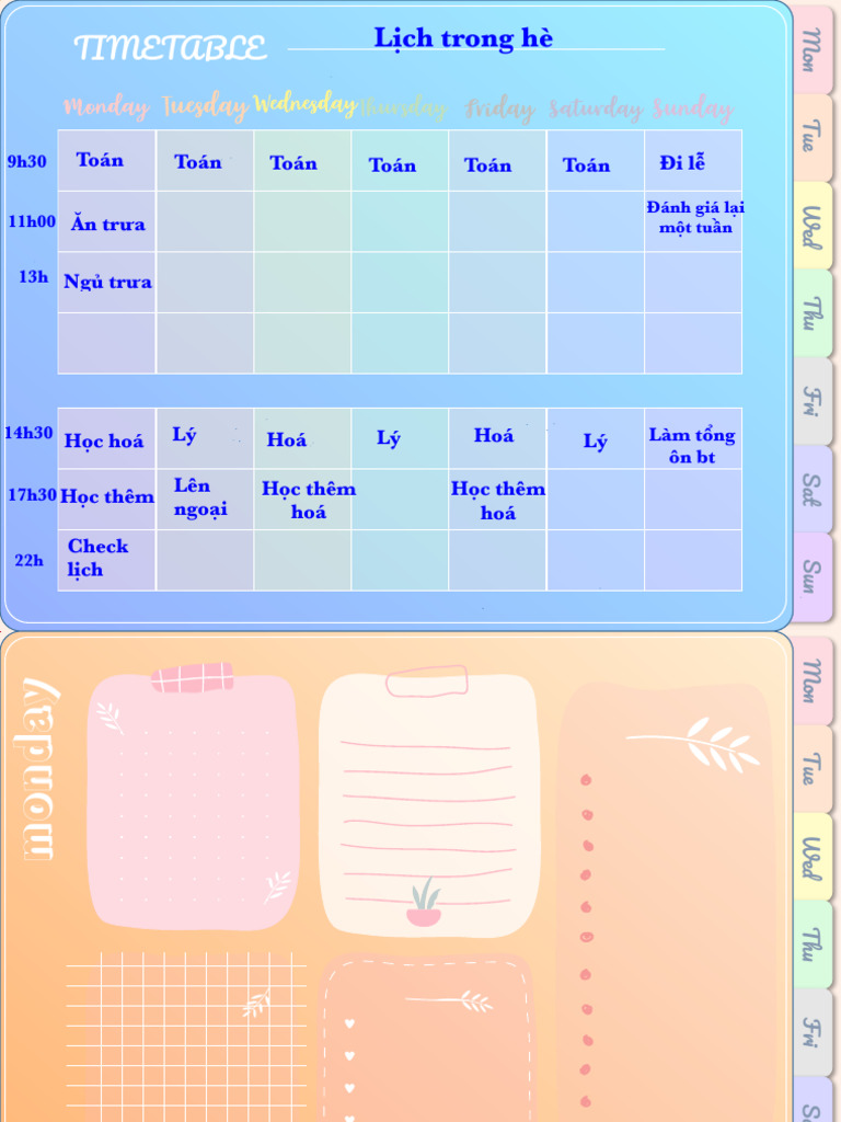 Weekly Timetable 9Xs | PDF
