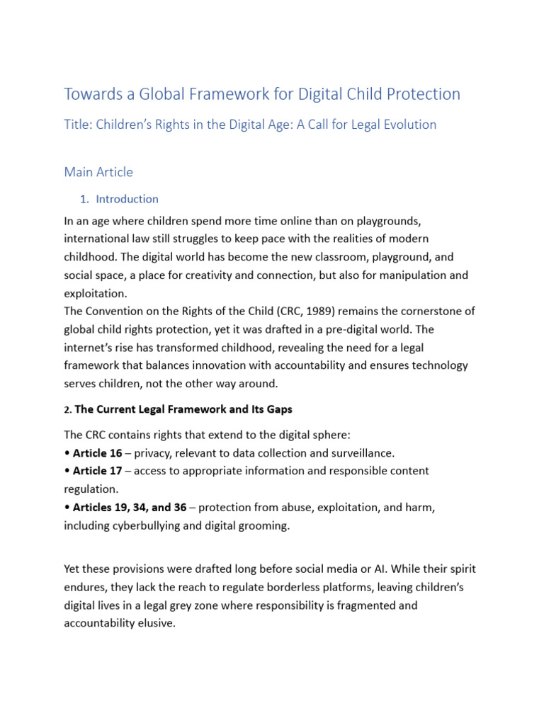 Global Framework for Digital Child Protection | PDF | Children's Rights ...